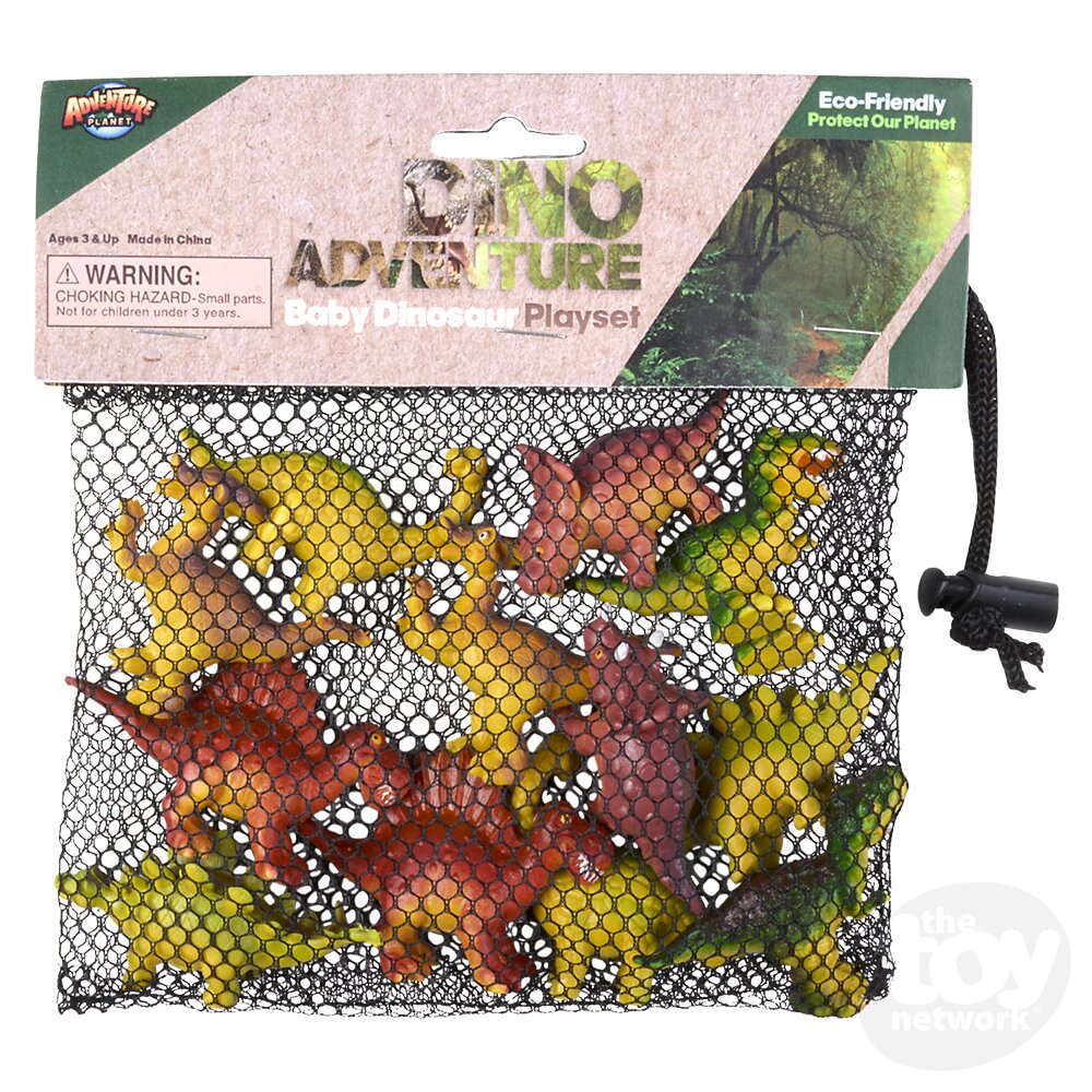 12pc Baby Dinosaur Mesh Bag Play Set