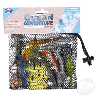 12pc Shark And Ray Mesh Bag Play Set